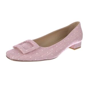 Ann Mashburn Buckle Shoe Pink White Polka Dot ltaly Pumps Heels Euro 39